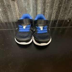 Nike Flex Experience Run Toddler Shoes Black Blue Hook Loop Size 2C